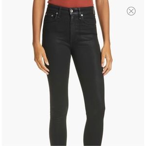 Rag & Bone women’s high-waisted stretch coated denim jeans, black